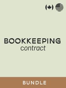 Bookkeeping contract bundle with Canadian and American flags on a beige background