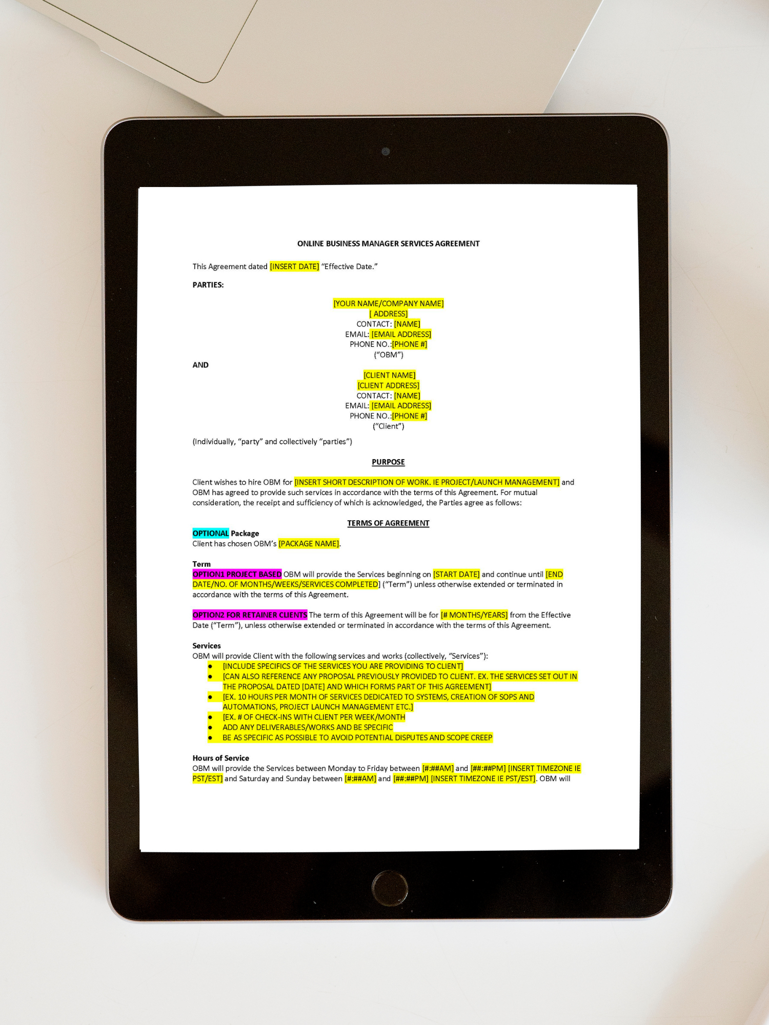 Online Business Manager Contract Template - Contracts Market